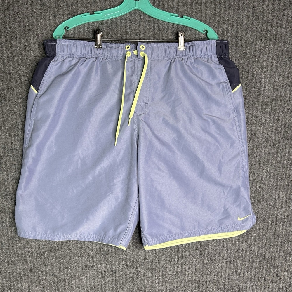 Nike Mens Swim Trunks Outdoor Size Large Blue Neon‎ Green Logo